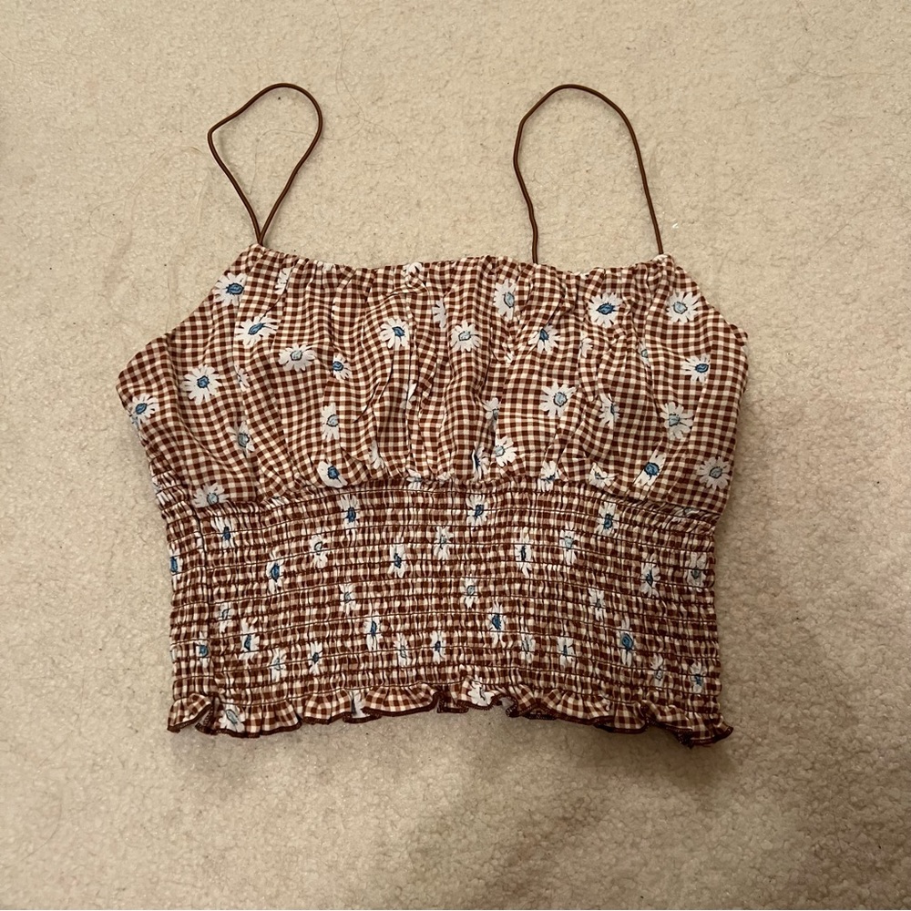 pacsun la hearts brown floral tank